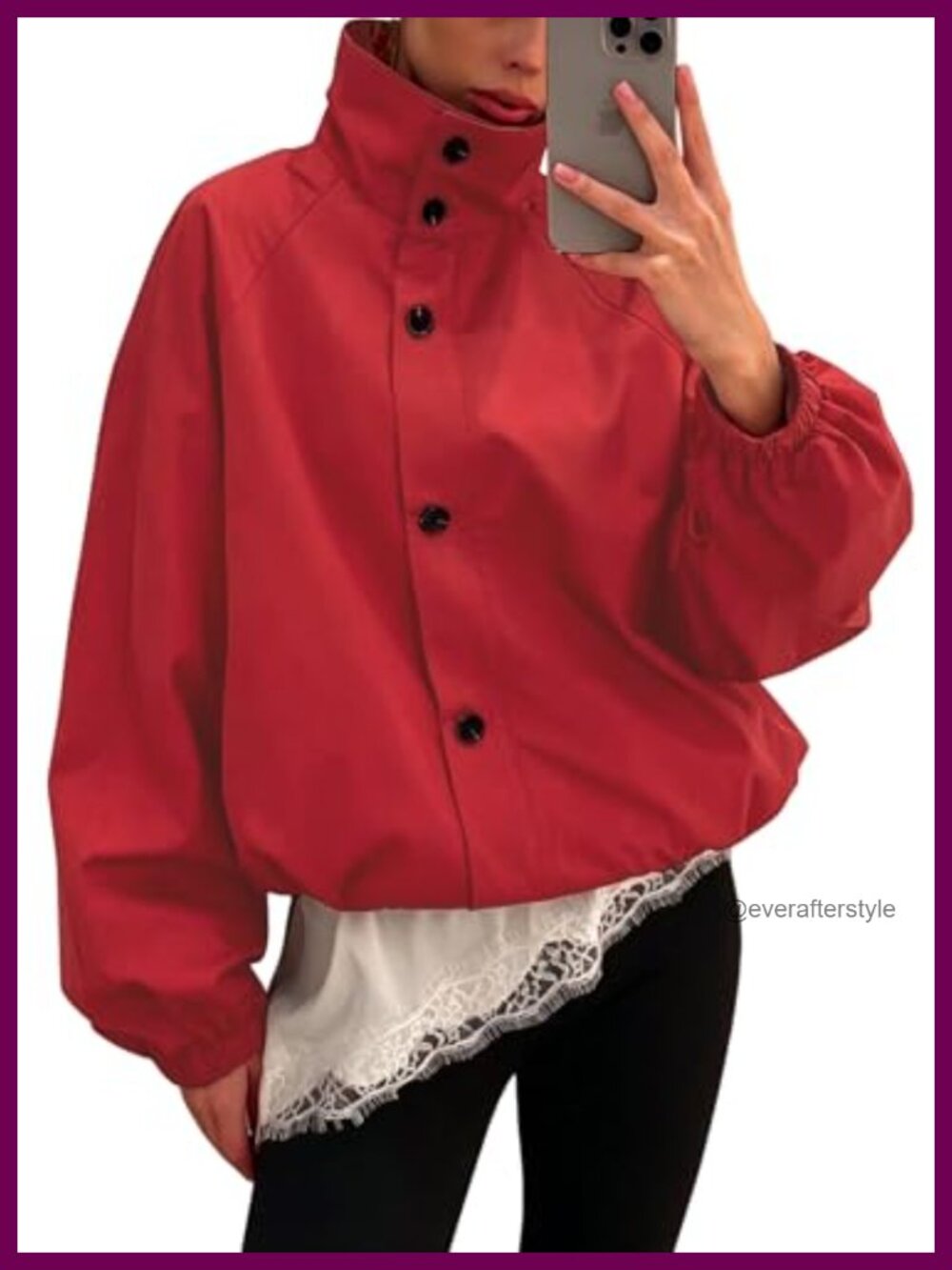 Women's Funnel Neck Cropped Windbreaker Zip Bomber Casual Jacket